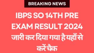 IBPS SO 14th Pre Exam Result 2024 जारी कर दिया गया है यहाँ से करें चैक