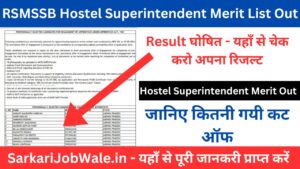 RSMSSB Hostel Superintendent Merit List 2024 घोषित यहाँ से चेक करो अपना रिजल्ट