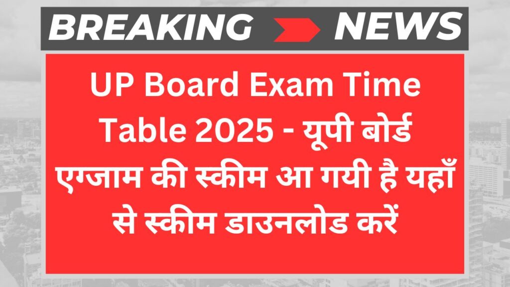 UP Board exam Time Table 2025 - यूपी बोर्ड एग्जाम की स्कीम आ गयी है यहाँ से स्कीम डाउनलोड करें